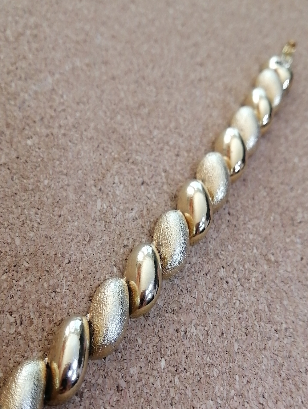 Gold-Tone Twisted Brushed And Glossy Vintage Bracelet 7.25"